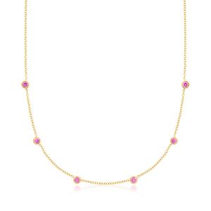 Ожерелье RS Pure by Ross-Simons с розовыми сапфирами, выращенными в лаборатории, в оправе из 18-каратного золота поверх стерлингового серебра Rs Pure, 16 In