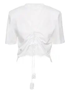 Присборенный топ с кружевом Ana Radu, белый