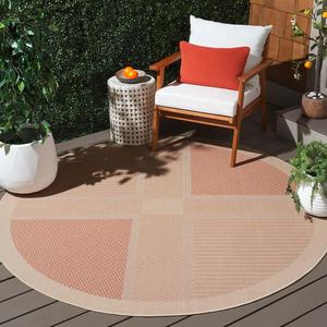 Ковер SAFAVIEH, 201 x 201 см, Courtyard Collection круглый Natural / Terra CY1928 для дома и улицы водонепроницаемый легко чистится для патио заднего двора прихожей