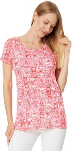 Топ Lilly Pulitzer Etta Scoop-Neck Top, цвет Mizner Red Seaside Harbour