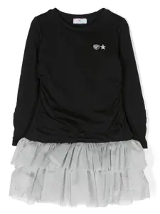 Платье с вышитым логотипом Eyelike Chiara Ferragni Kids, черный