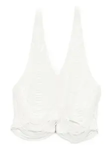 Топ с завязкой на шее и бахромой Giuseppe Di Morabito, белый