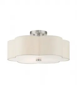 Полупотолочный светильник Solstice с 3 плафонами Livex, серебристый оттенок