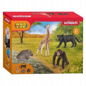 Фигурки SCHLEICH WILD ANIMALS 4в1 ОБЕЗЬЯНА ПАНТЕРА ЖИРАФ, РУЧНАЯ ПОКРАСКА