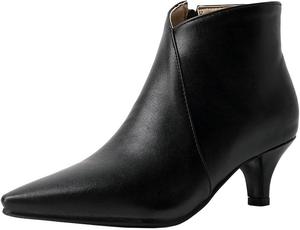 Ботильоны DINTAHA с острым носком, женские праздничные сапоги на низком каблуке, металлические сапоги на каблуке-шпильке для женщин, A-Black