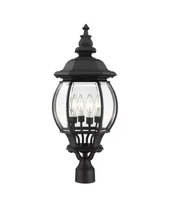 Уличный фонарь на столбе Frontenac с 4 лампами Livex, black