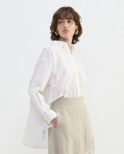 Рубашка в полоску с воротником из лиоцелла (типографская машинка) Plain People, цвет White