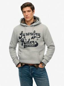 Худи из смесового хлопка с кожаными деталями Superdry, Grey Marl