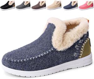 Женские зимние ботинки на снег с утеплителем, удобные слипоны с плюшевой подкладкой из искусственного меха, противоскользящие повседневные зимние ботинки Generic, Blue