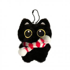 Cute Chip Милая шарф маленький черный кот куклы плюшевый кулон 8см высота