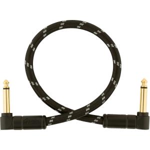 Угловой инструментальный кабель Fender Deluxe Series, 1 фут, черный твид