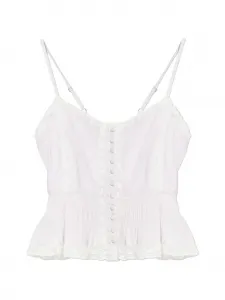 Кружевной топ на пуговицах Loveshackfancy, белый