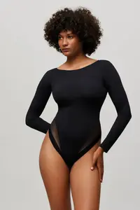 Боди с длинными рукавами и открытой спиной Ysabel Mora, черный