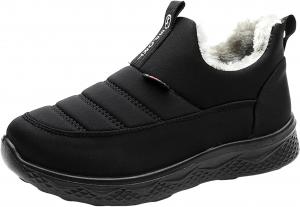 Женские зимние сапоги, замшевые меховые водонепроницаемые теплые сапоги с подкладкой из меха, нескользящие с поддержкой свода стопы, ботильоны на зиму, пушистые классические уличные ботильоны Generic, Black