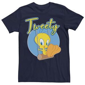 Мужская футболка Looney Tunes Tweety Swing с портретом Licensed Character, темно-синий