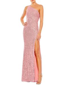 Платье-футляр на одно плечо с пайетками Mac Duggal, цвет Light Pink