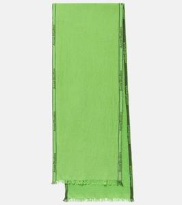 Шарф из хлопка и льна Acne Studios, зеленый