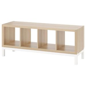 Стеллаж с подстольем KALLAX IKEA, 147x59 см, цвет white stained oak effect/white