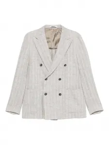 Двубортный пиджак в полоску Tagliatore, бежевый