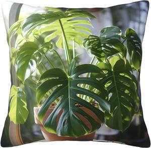 Ogniwo Декоративная подушка Monstera Deliciosa Banana Palm, квадратная наволочка для дивана и кровати Monstera Deliciosa Banana Palm