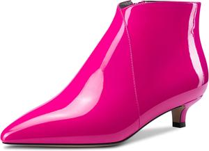 Женские ботильоны Aachcol с коротким голенищем, заостренным носком, низким каблуком-кисочкой с молнией, деловая обувь высотой 3,8 см, Vermelho Magenta