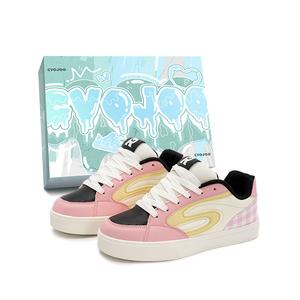 CVOJOO Скейтерские кросcовки унисекс с противоскользящим и износостойким покрытием низкие бело-черные, цвет White Black