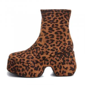 POOQ Женские черно-желтые леопардовые ботинки на щиколотку, цвет Yellow Leopard