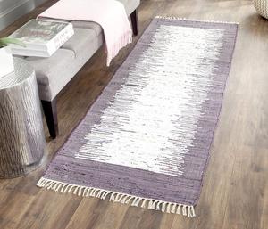 Ковер-дорожка SAFAVIEH, 69 x 214 см, Montauk Collection - Ivory & Purple, ручной работы, хлопковый с бахромой в полоску, идеально подходит для помещений с высокой проходимостью в гостиной, спальне (MTK711M)