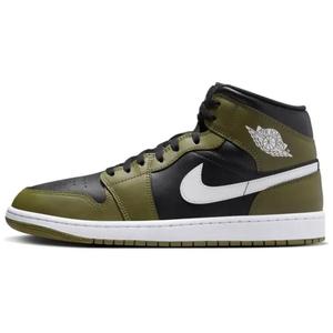 Кроссовки Air Jordan 1 Vintage Basketball Shoes Unisex Mid-top Neutral Olive/Medium Olive/Light Bone/Black, черный