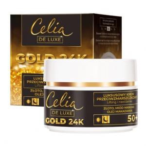 Крем для лица дневной и ночной 50+, 50 мл Celia, De Luxe Gold 24k