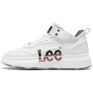 Lee Мужские белые кожаные скейтерские кроссовки мид-топ с амортизацией, легкие и дышащие, для увеличения роста, цвет White (Leather Shoe Size)