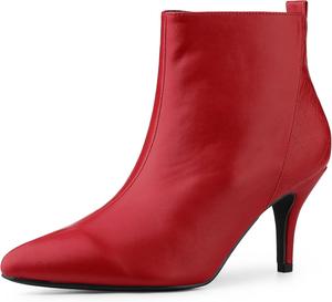 Женские ботильоны Allegra K с острым носком, боковой молнией и каблуком-стилетто, Red