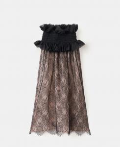 Женская кружевная блузка с воротником-жабо MANGO, Black