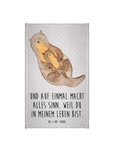 Mr. & Mrs. Panda Детское полотенце с изображением выдры и надписью, пастельно-серого цвета