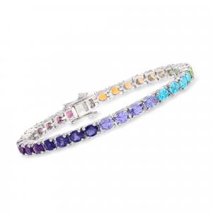 Теннисный браслет Ross-Simons 10,50 карата с несколькими камнями и огненным опалом из стерлингового серебра Ross-Simons, 8 In