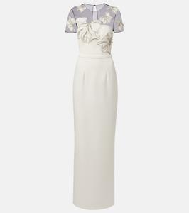 Украшенное креповое платье Safiyaa, Ivory With Crystal