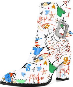 Женские ботильоны Eldof с округлым носком, массивным каблуком, бусинами, осенние короткие ботинки с пряжкой, боковой молнией, каблук 7,5 см