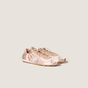 Кроссовки из сатина Plume MIU MIU, розовый