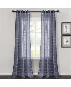 Прозрачные оконные занавески с текстурированной задней вставкой/карманом для стержня в фермерском доме Lush Decor, синий