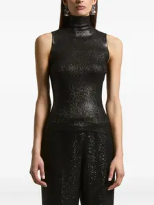 Топ в рубчик с эффектом металлик Peserico, черный