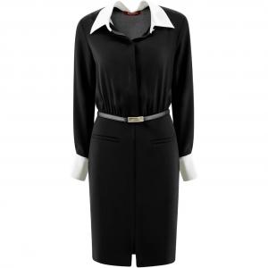 Платье Max Mara Studio с поясом и длинными рукавами MaxMara Studio, черный