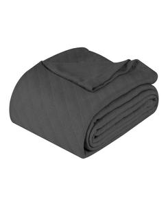 Легкое тканое одеяло из миланского хлопка с жаккардовым плетением добби, текстурированная полосатая расцветка, размер Twin Superior, Charcoal