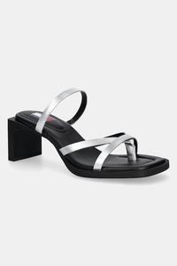 Кожаные шлепанцы The Soho Sandal Metallic Tommy Jeans, серебряный