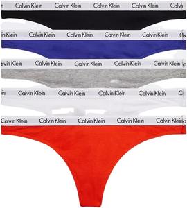 Женские трусики-стринги Calvin Klein Signature Cotton с логотипом, упаковка, Black/White/Spectrum Blue/Grey Heather/Spicy Orange