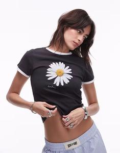 Эксклюзивная детская футболка House of Sunny с подсолнухами черного цвета