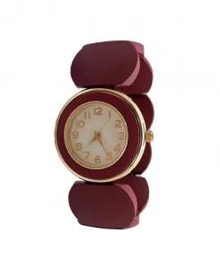 Бордовые эластичные деревянные часы Olivia Pratt, burgundy