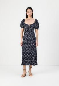 Платье Gina Tricot PUFF SLEEVE MIDI DRESS, Navy Ditsy/Blue