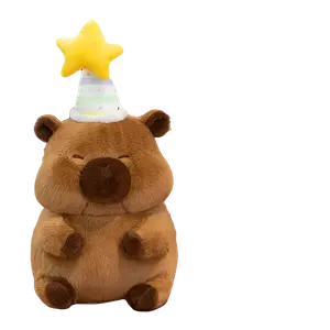 Плюшевая кукла капибара с праздничным колпаком высота 35 см LOGISTAR