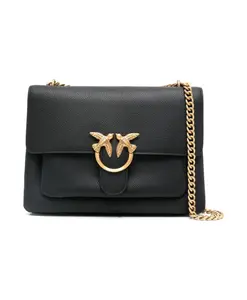 Сумка на плечо из фактурной кожи с пряжкой Love Birds Pinko, черный