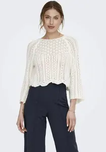 Only свитер с круглым вырезом "ONLNOLA LIFE 3/4 PULLOVER KNT NOOS", цвет Cloud Dancer